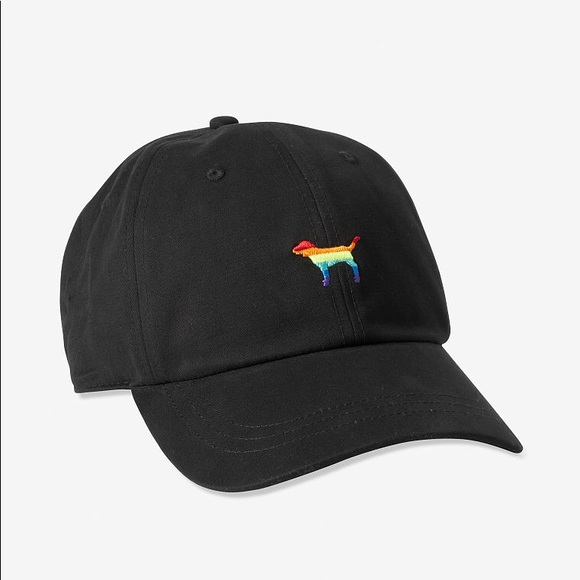 PINK Victoria's Secret Accessories - NEW💕VS PINK 🌈RAINBOW DOG BLACK PRIDE HAT